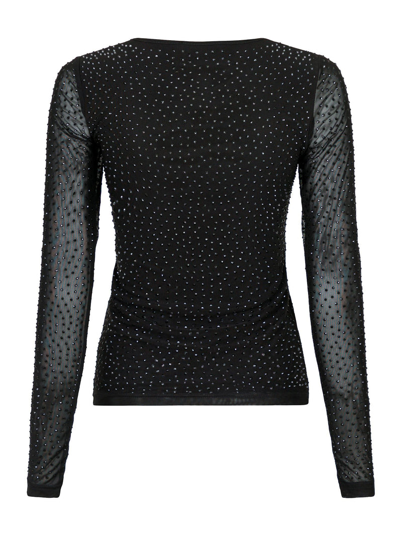 Neo Noir Basira Stone Mesh Blouse - Black