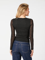 Neo Noir Basira Stone Mesh Blouse - Black