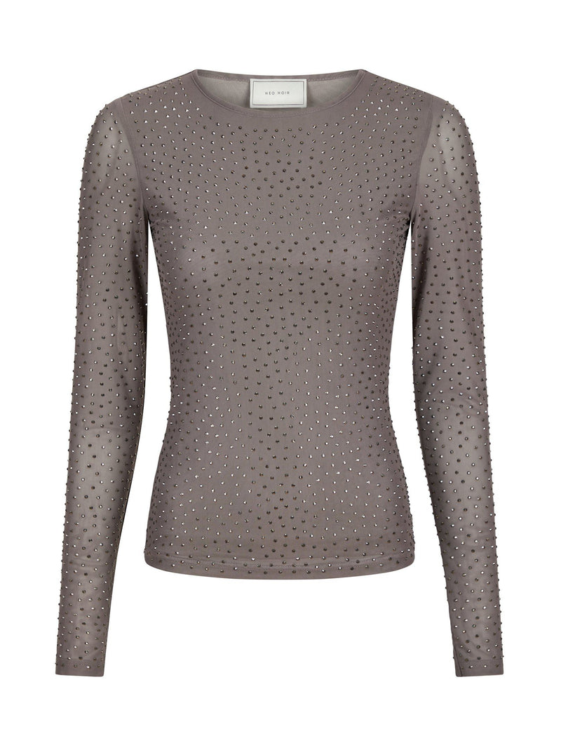 Neo Noir Basira Stone Mesh Blouse - Silver