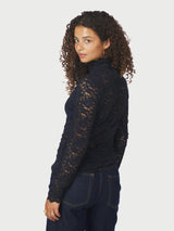 Neo Noir Liza Laceflower Blouse - Navy
