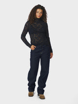 Neo Noir Liza Laceflower Blouse - Navy