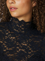 Neo Noir Liza Laceflower Blouse - Navy