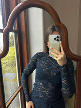 Neo Noir Liza Laceflower Blouse - Navy