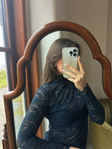 Neo Noir Liza Laceflower Blouse - Navy