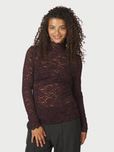 Neo Noir Liza Laceflower Blouse - Burgundy