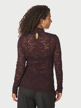 Neo Noir Liza Laceflower Blouse - Burgundy