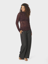 Neo Noir Liza Laceflower Blouse - Burgundy