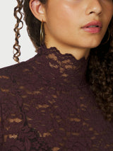 Neo Noir Liza Laceflower Blouse - Burgundy