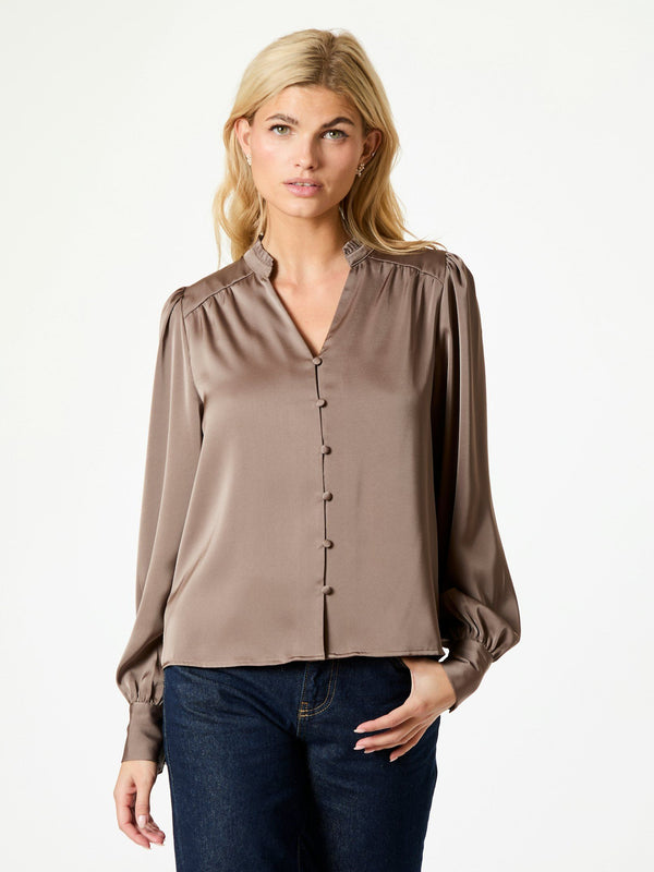 Neo Noir Massima Drapy Satin Blouse