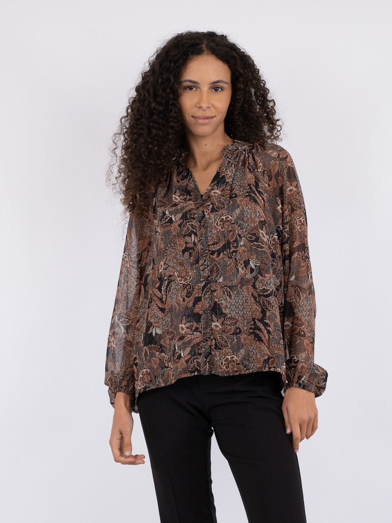 Neo Noir Cobie Forest Field Blouse - Brown