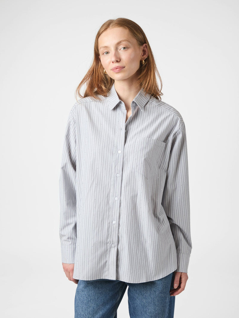 Neo Noir Dalma Stripe Stone Shirt - Grey