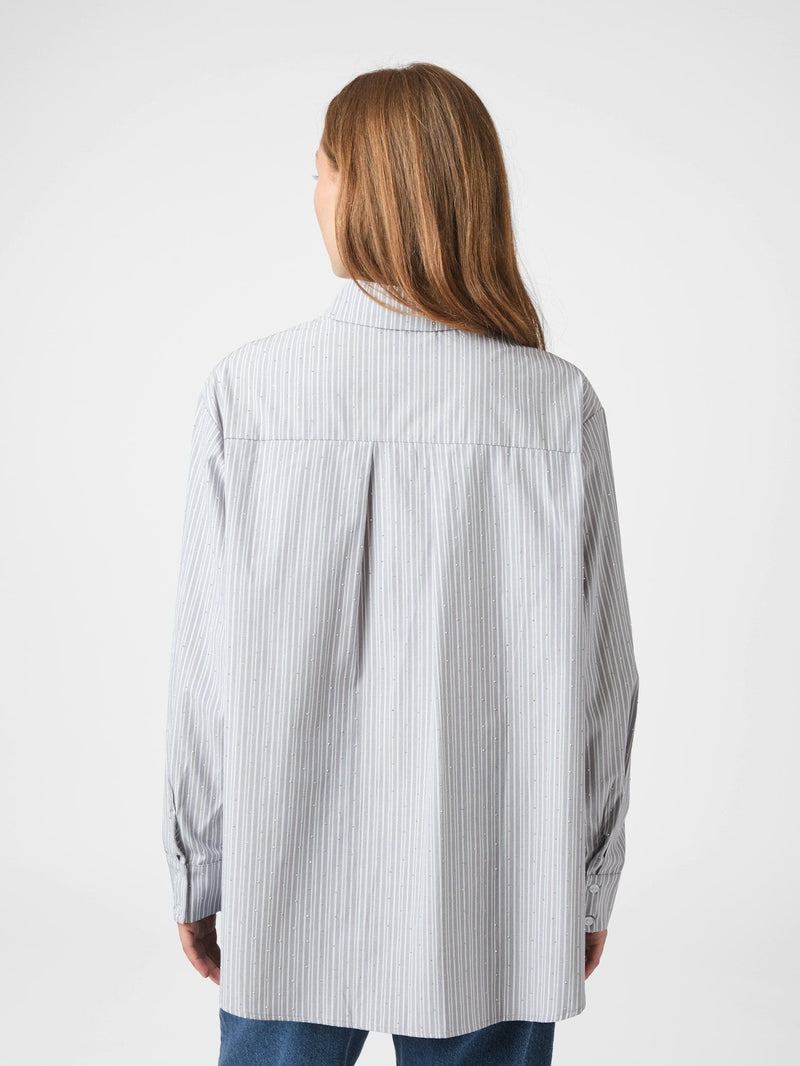 Neo Noir Dalma Stripe Stone Shirt - Grey