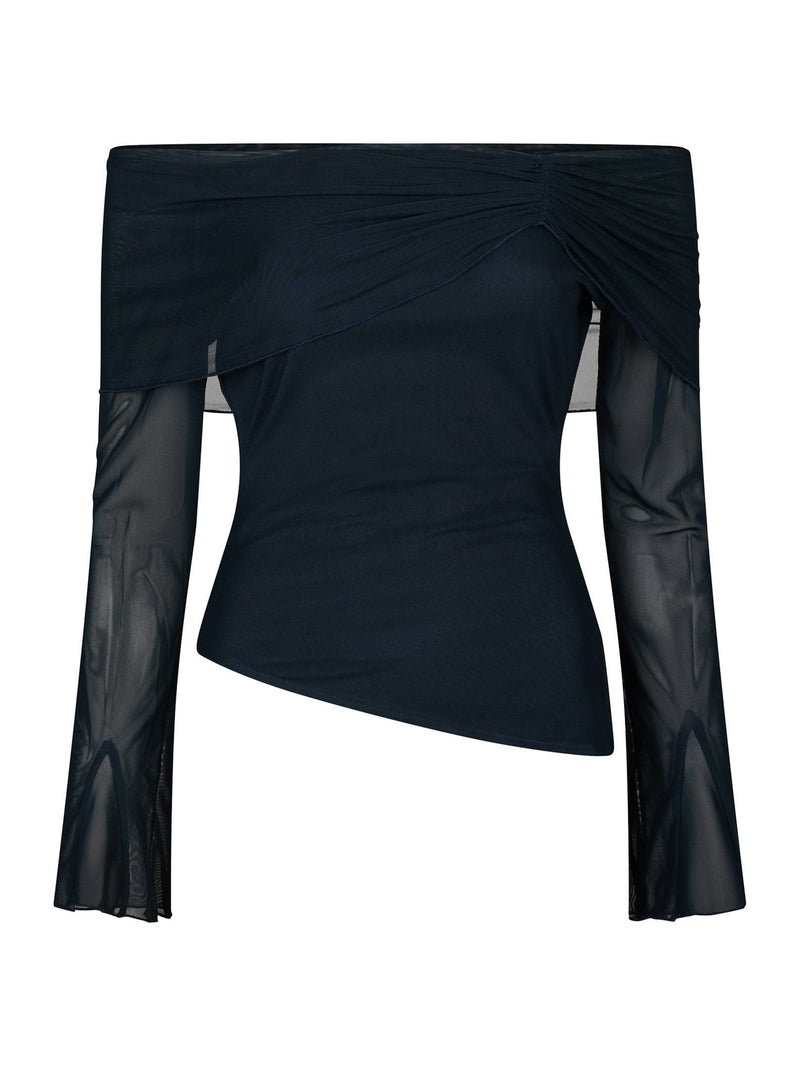 Neo Noir Addie Mesh Blouse - Navy