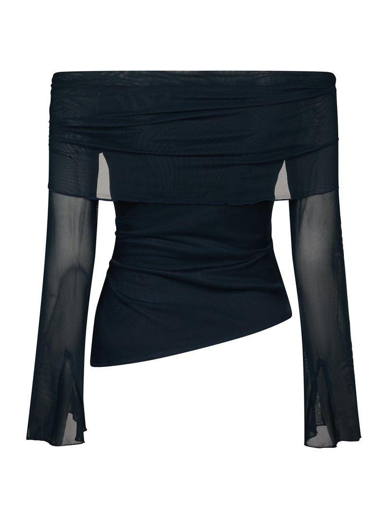 Neo Noir Addie Mesh Blouse - Navy