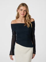 Neo Noir Addie Mesh Blouse - Navy