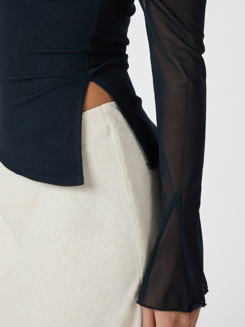 Neo Noir Addie Mesh Blouse - Navy