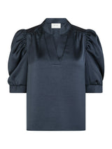 Neo Noir Roella Heavy Sateen Blouse - Midnight Blue