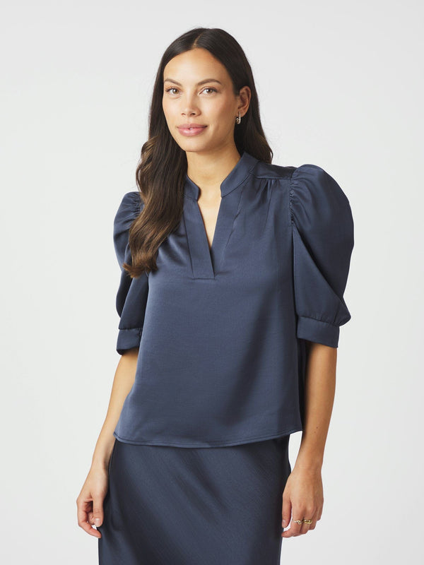 Neo Noir Roella Heavy Sateen Blouse - Midnight Blue