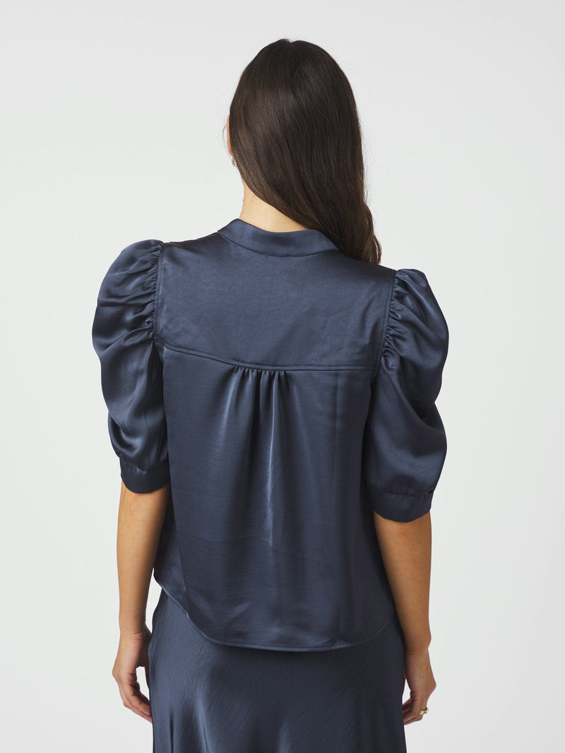 Neo Noir Roella Heavy Sateen Blouse - Midnight Blue