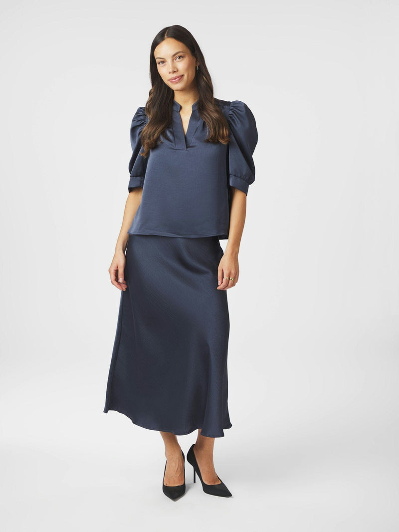 Neo Noir Roella Heavy Sateen Blouse - Midnight Blue
