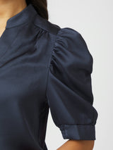 Neo Noir Roella Heavy Sateen Blouse - Midnight Blue