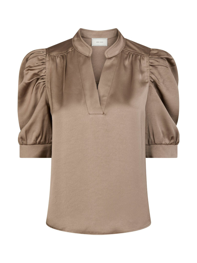 Neo Noir Roella Heavy Sateen Blouse - Dark Taupe