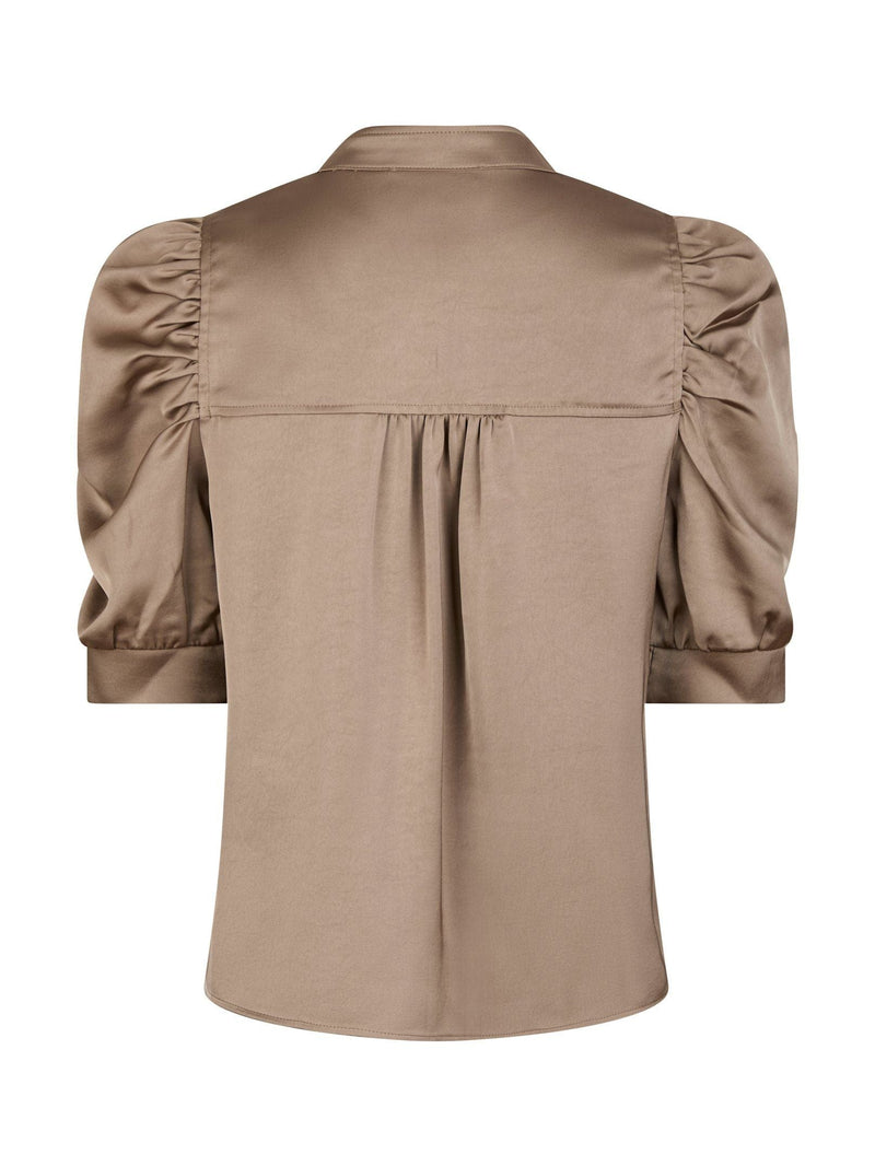 Neo Noir Roella Heavy Sateen Blouse - Dark Taupe