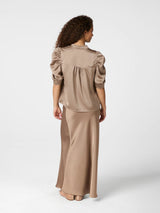 Neo Noir Roella Heavy Sateen Blouse - Dark Taupe