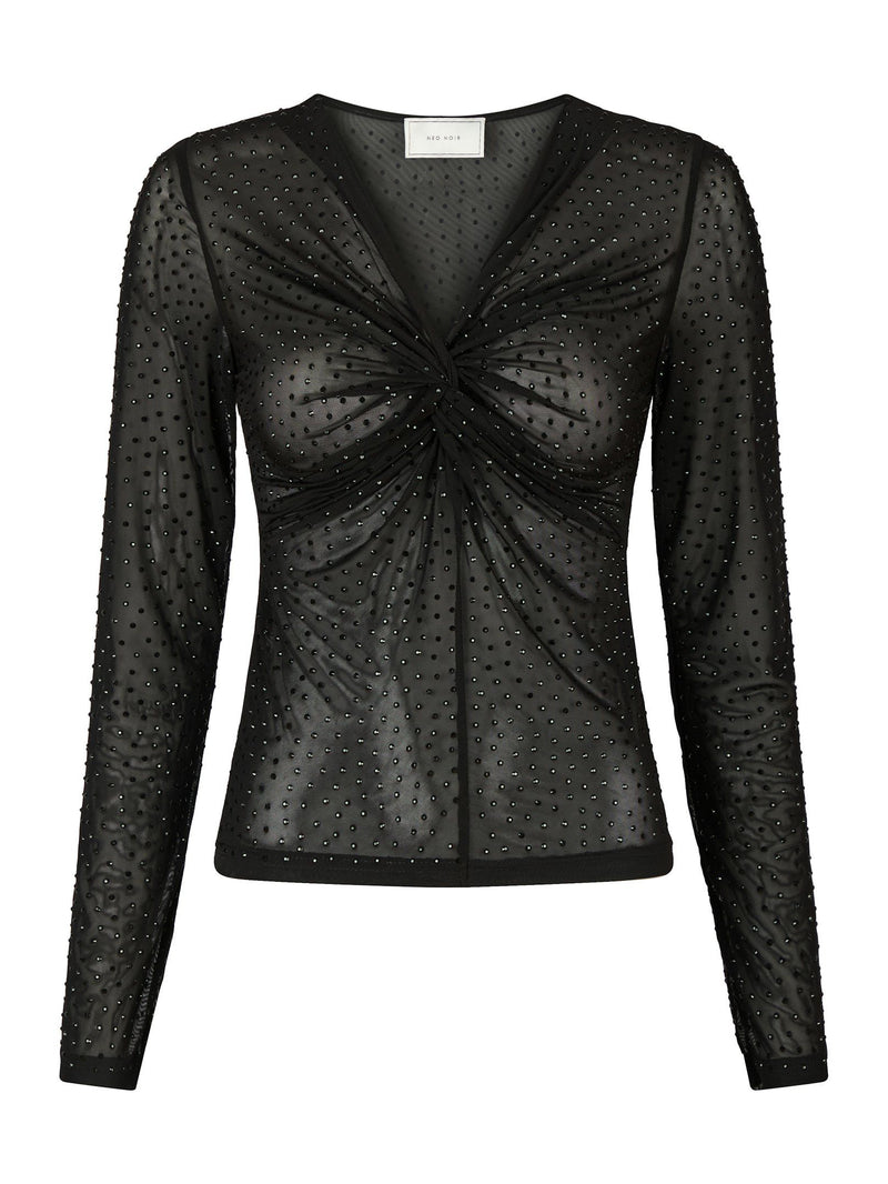 Neo Noir Alisa Stone Mesh Blouse - Black