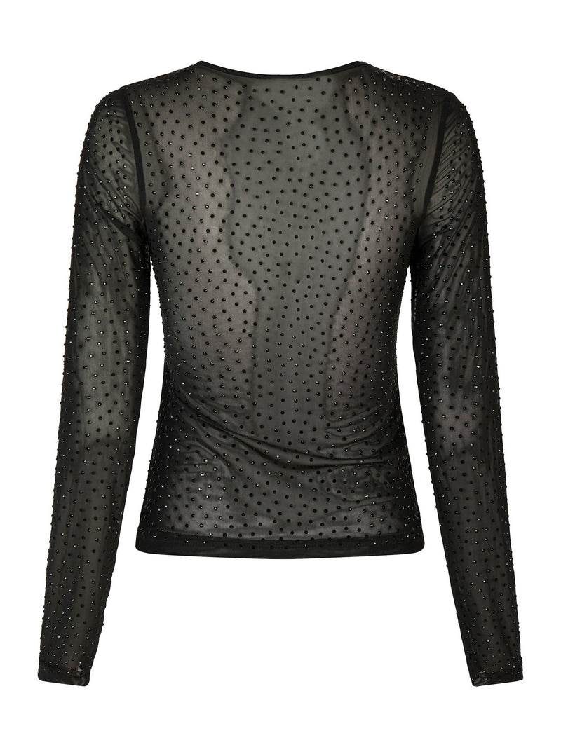 Neo Noir Alisa Stone Mesh Blouse - Black