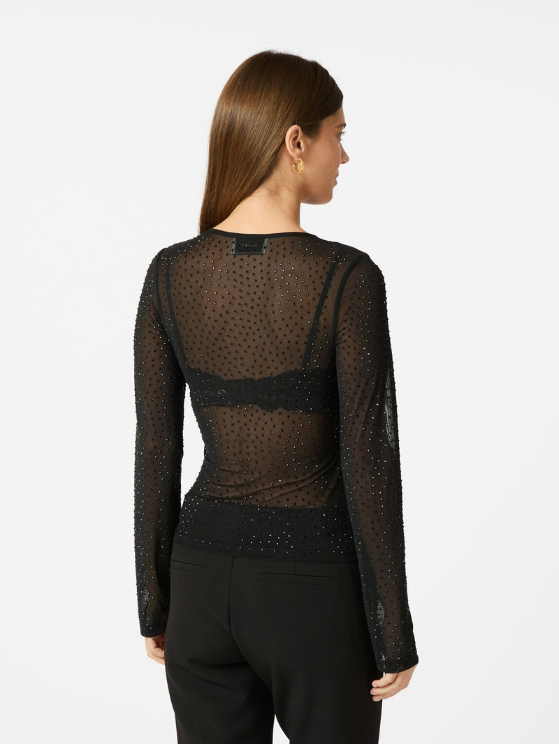 Neo Noir Alisa Stone Mesh Blouse - Black