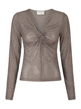 Neo Noir Alisa Stone Mesh Blouse - Silver