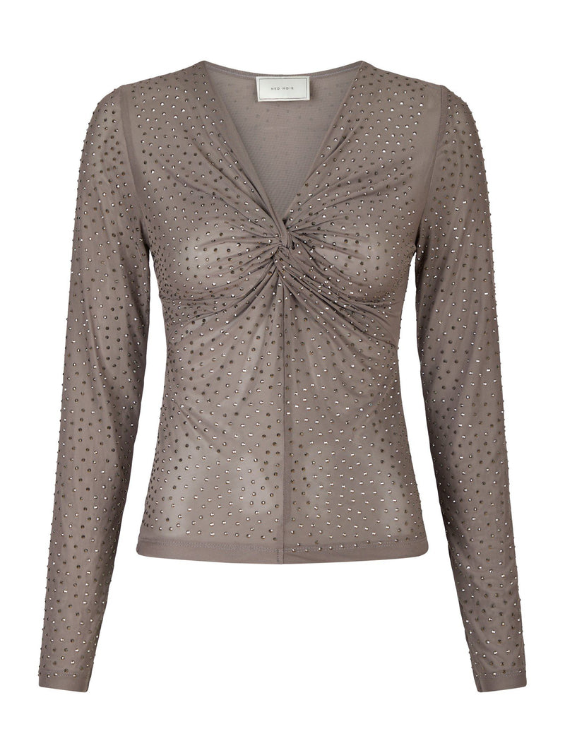 Neo Noir Alisa Stone Mesh Blouse - Silver