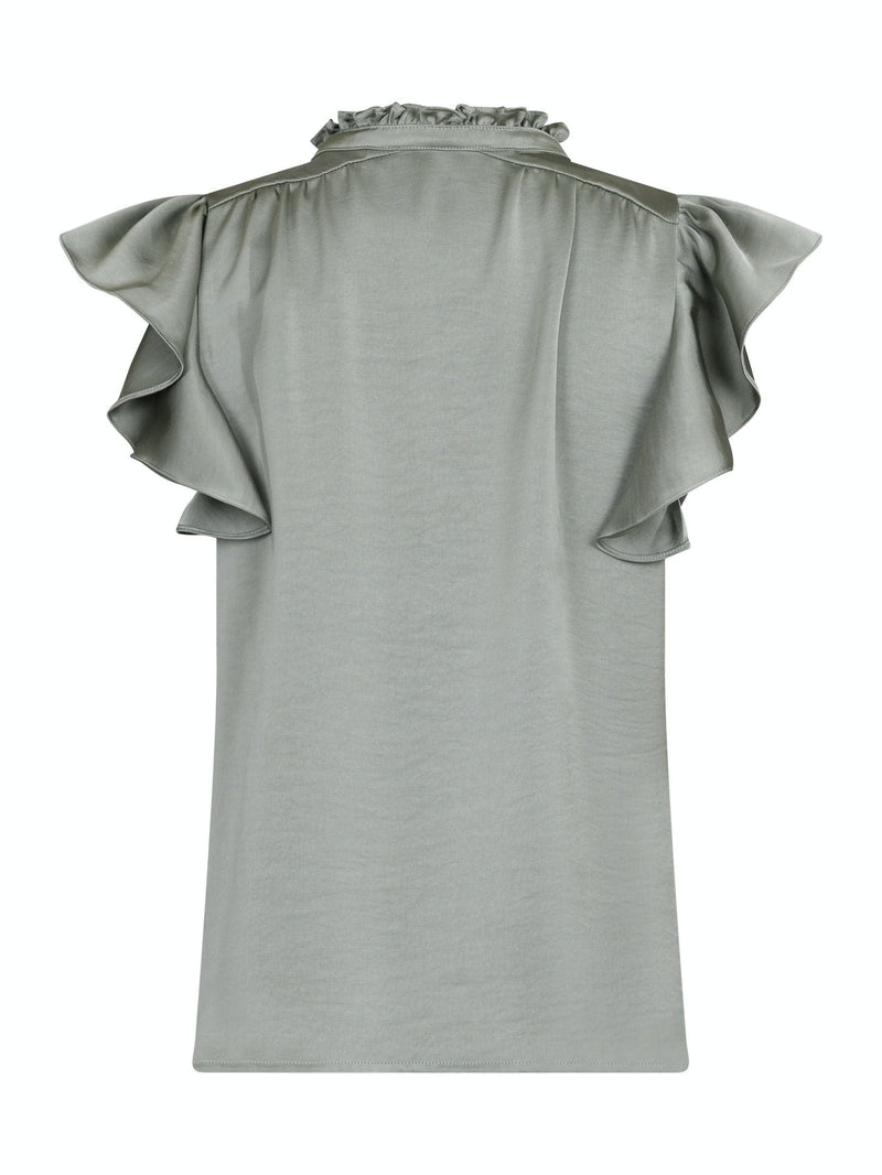 Neo Noir Stella Heavy Sateen Blouse - Dusty Green