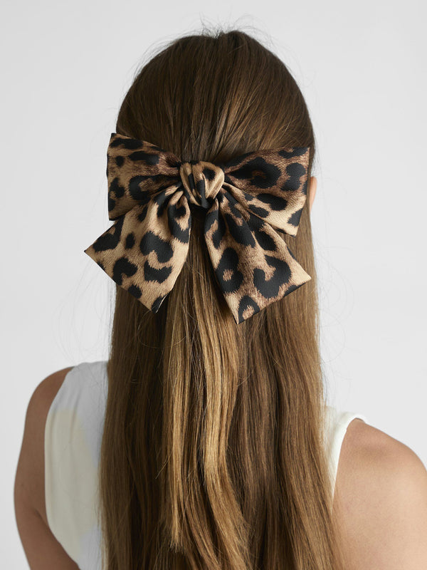 Neo Noir Bow Hair Clip - Leopard