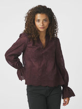 Neo Noir Amara Big Embroidery Blouse - Burgundy