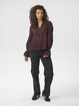 Neo Noir Amara Big Embroidery Blouse - Burgundy