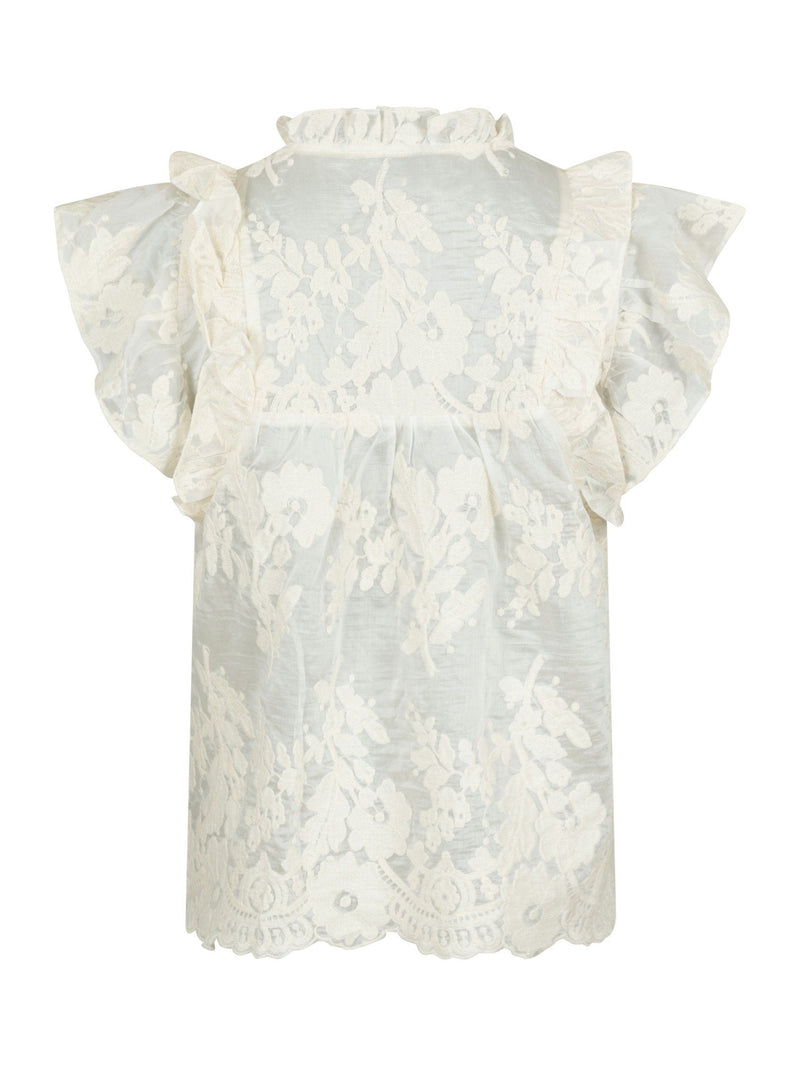 Neo Noir Jayla Big Embroidery Top - Off White