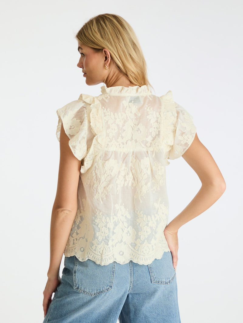 Neo Noir Jayla Big Embroidery Top - Off White