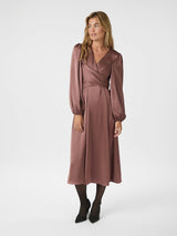 Neo Noir Rimini Heavy Sateen Dress - Dark Rose