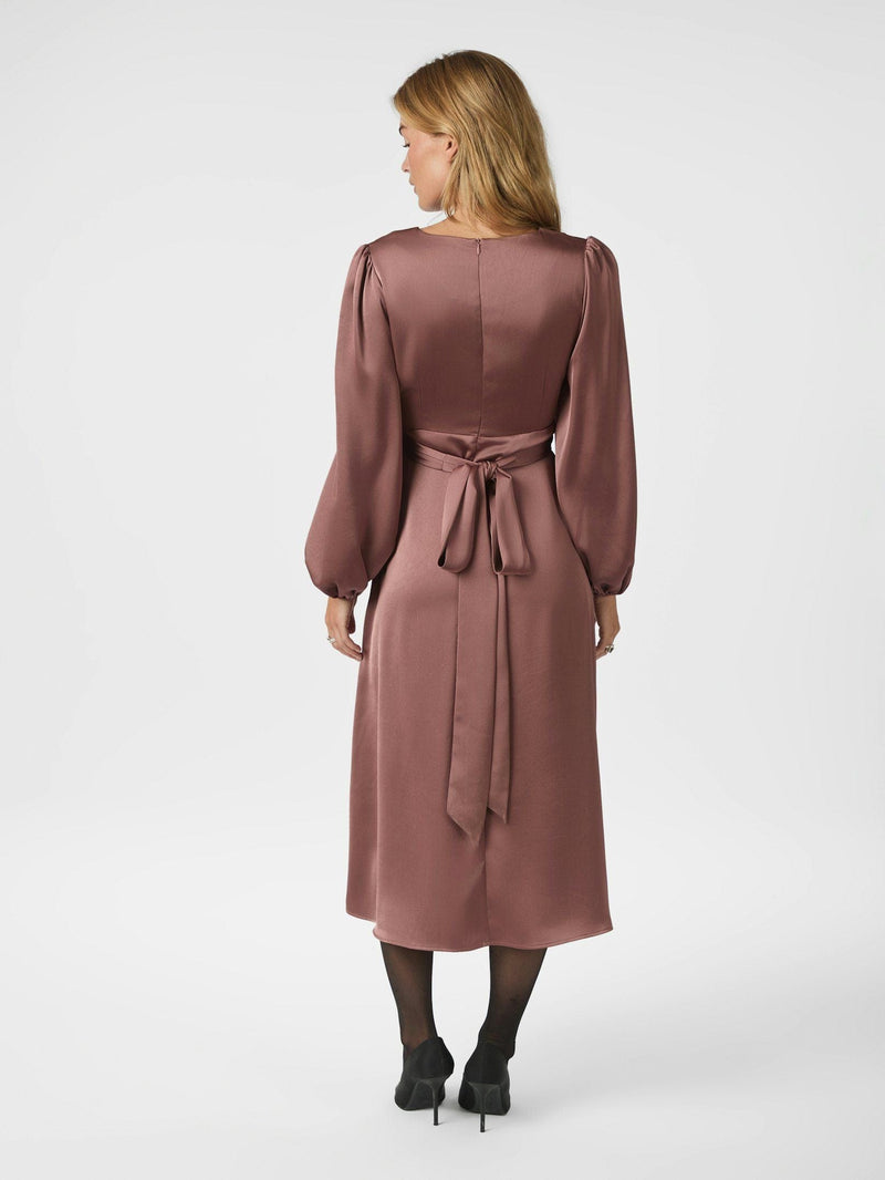Neo Noir Rimini Heavy Sateen Dress - Dark Rose