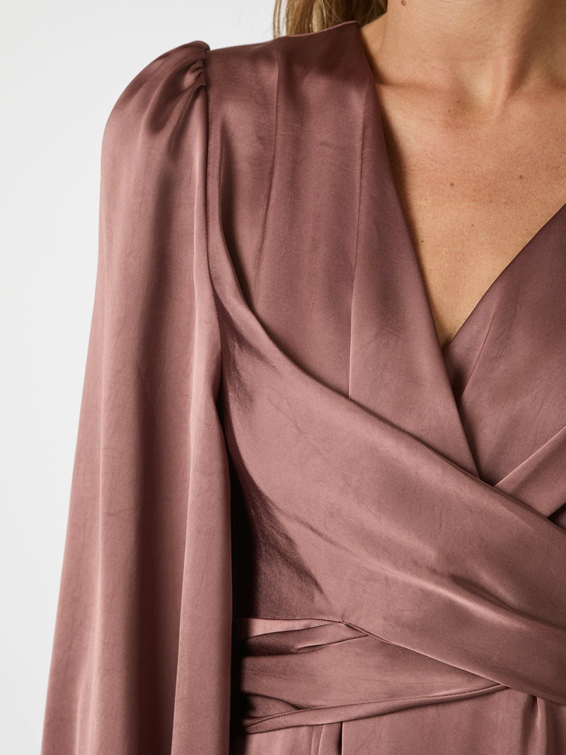 Neo Noir Rimini Heavy Sateen Dress - Dark Rose