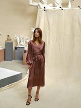 Neo Noir Rimini Heavy Sateen Dress - Dark Rose