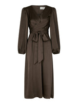Neo Noir Rimini Heavy Sateen Dress - Dark Brown