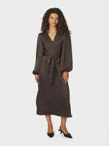 Neo Noir Rimini Heavy Sateen Dress - Dark Brown