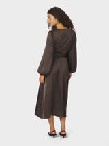 Neo Noir Rimini Heavy Sateen Dress - Dark Brown