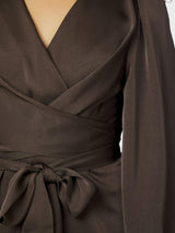 Neo Noir Rimini Heavy Sateen Dress - Dark Brown