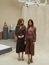 Neo Noir Rimini Heavy Sateen Dress - Dark Brown