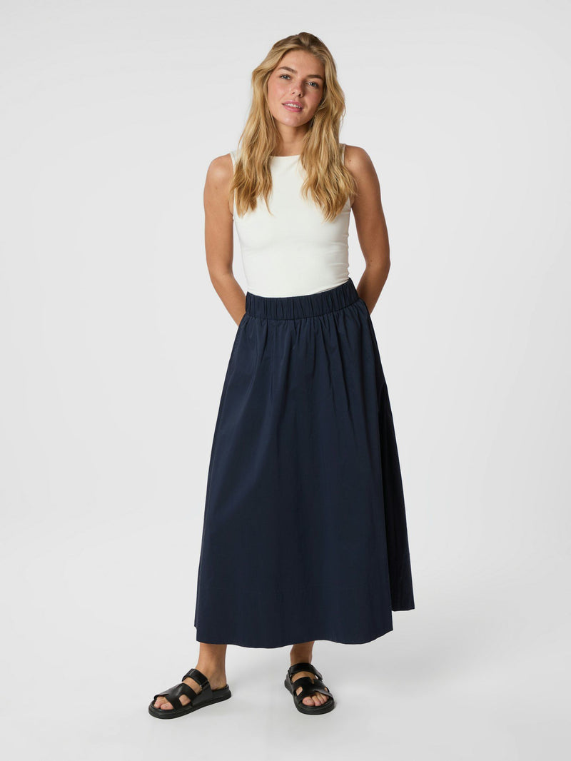 Neo Noir Yara Long Poplin Skirt - Navy