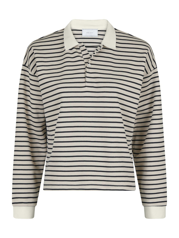 Neo Noir Sara Stripe Polo Blouse - Sand